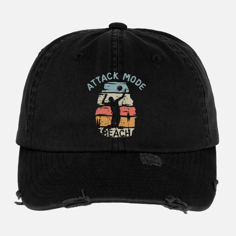attack mode beach - vintage volleyball player Flexfit Vintage Destroyed Cap