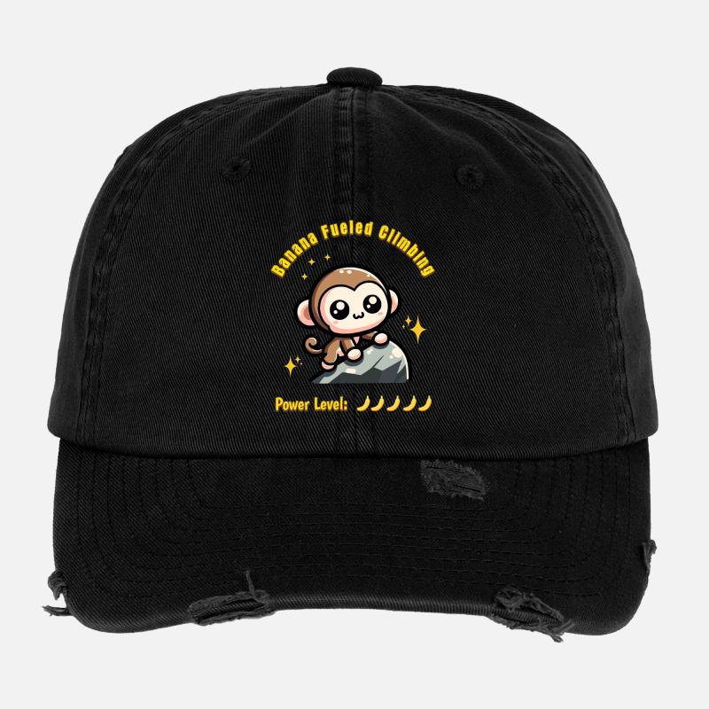 Cute climbing monkey kawaii bouldering kids climbing Flexfit Vintage Destroyed Cap