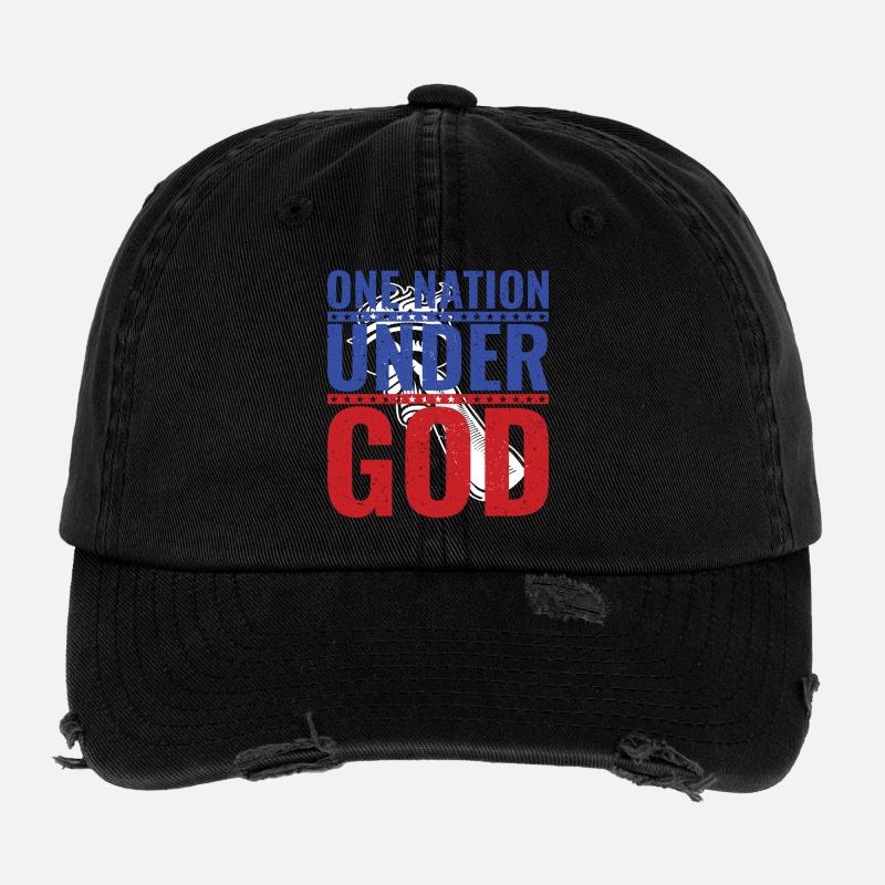 Patriotic design with US flag and hand Flexfit Vintage Destroyed Cap
