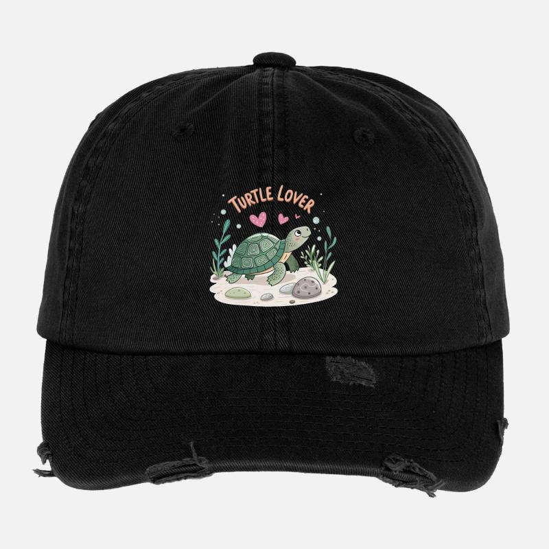 Schildkröte in Liebe Illustration Flexfit Vintage Destroyed Cap