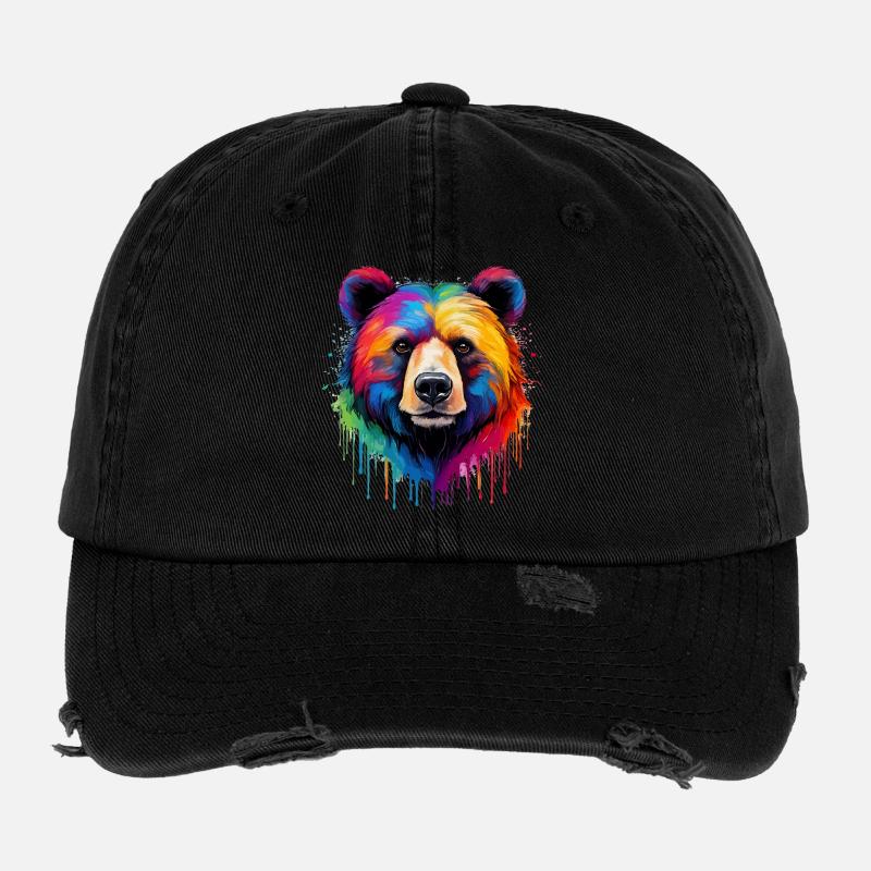 Bär in Regenbogenfarben Flexfit Vintage Destroyed Cap