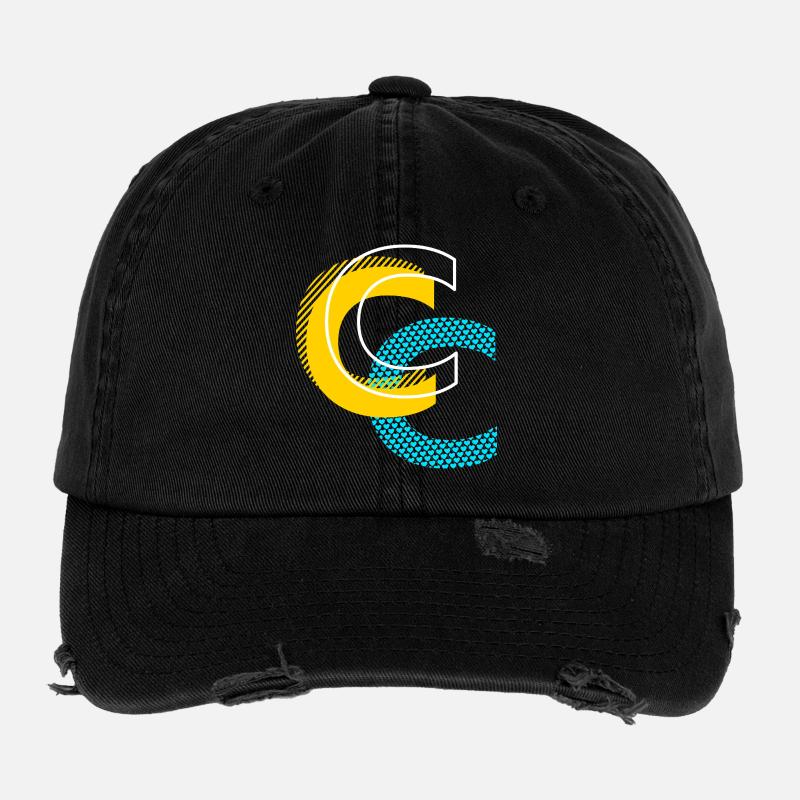 Initial letter C Flexfit Vintage Destroyed Cap