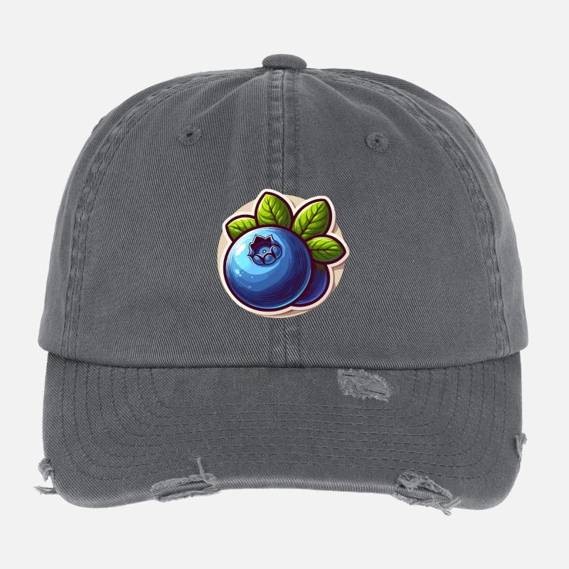 Bleuets Lumineux et Feuilles Vertes Casquette vintage effet usé Flexfit