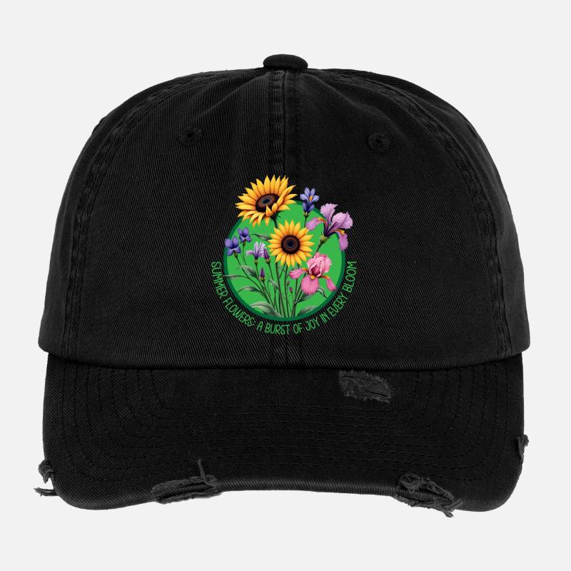 Fleurs d’été Floraison Cercle Casquette vintage effet usé Flexfit