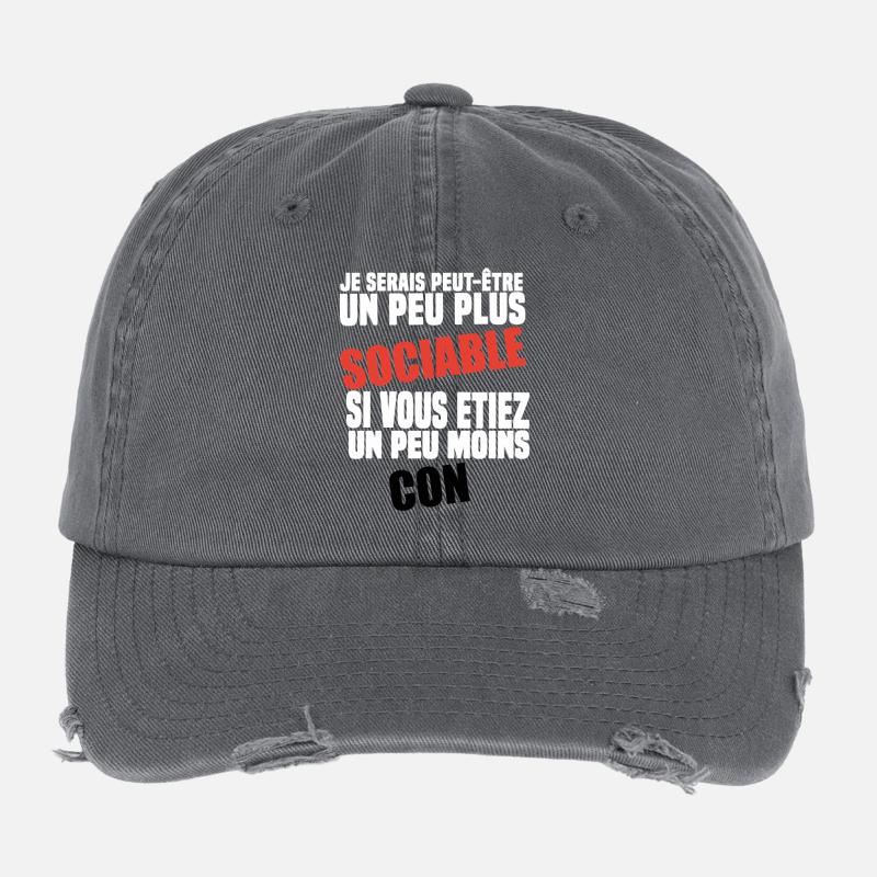 Gift Idea Humor Funny I Would Be More Sociable Flexfit Vintage Destroyed Cap