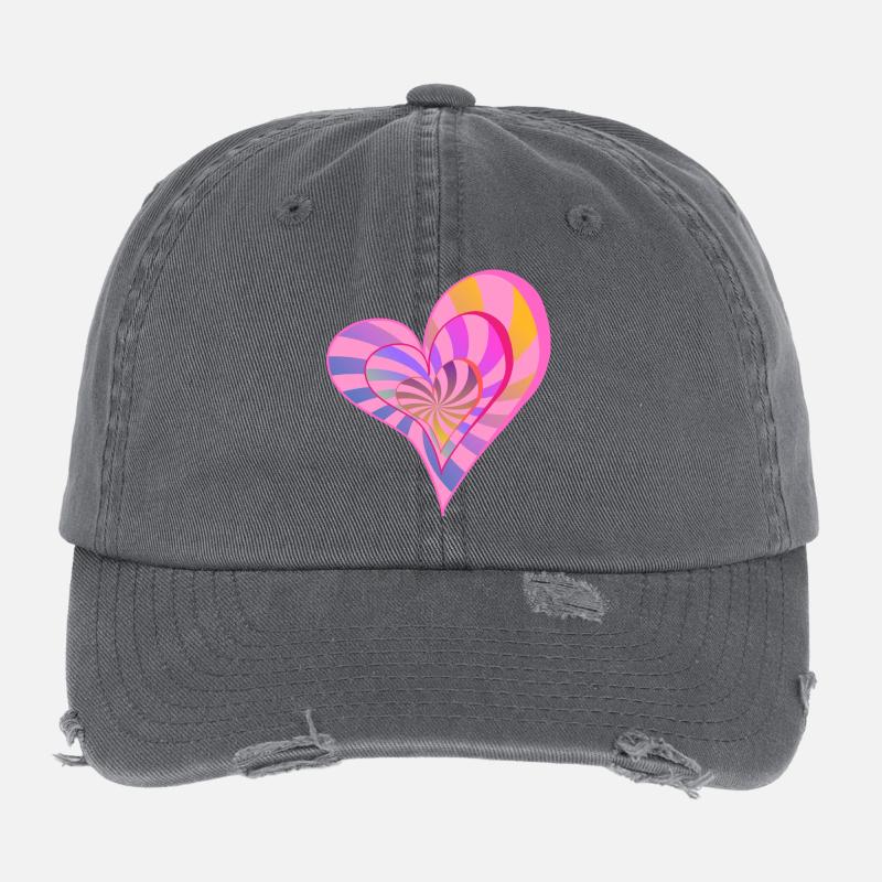 Conception esthétique de coeur en couches colorées Casquette vintage effet usé Flexfit