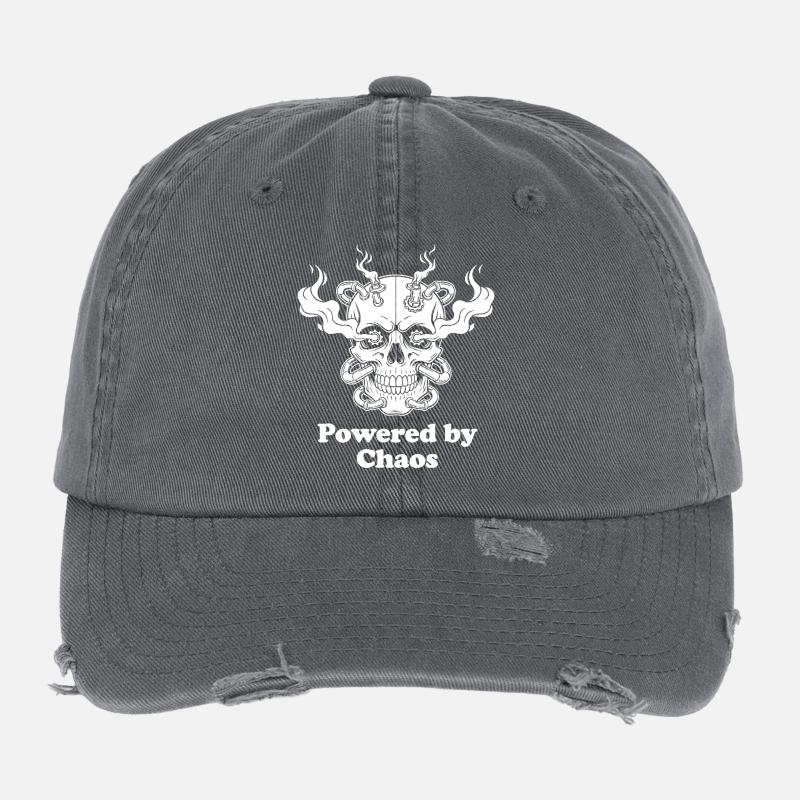 Chaosflammen Totenkopf Muster Flexfit Vintage Destroyed Cap