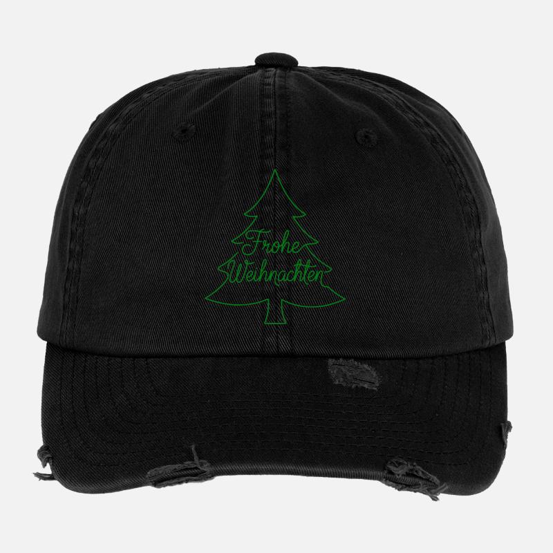 Merry Christmas Christmas Tree Modern - Flexfit Vintage Destroyed Cap - black