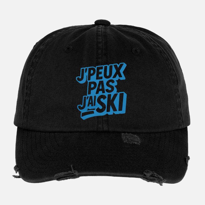 Skiing | Skier | Mountain Flexfit Vintage Destroyed Cap