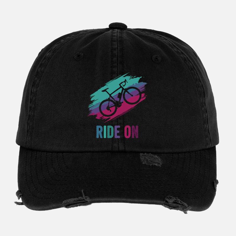 Rainbow Bike Ride On Flexfit Vintage Destroyed Cap
