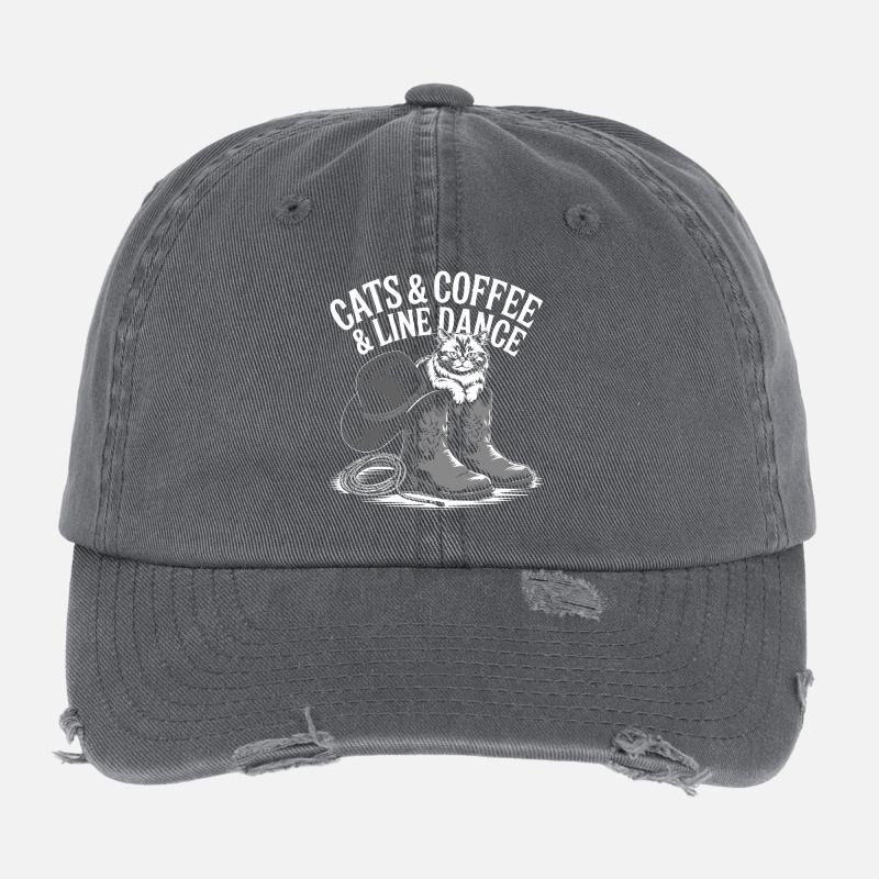 Katzen Kaffee Western Line Dance Flexfit Vintage Destroyed Cap