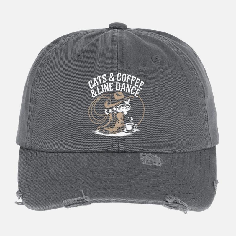 Katzen Kaffee Line Dance Flexfit Vintage Destroyed Cap