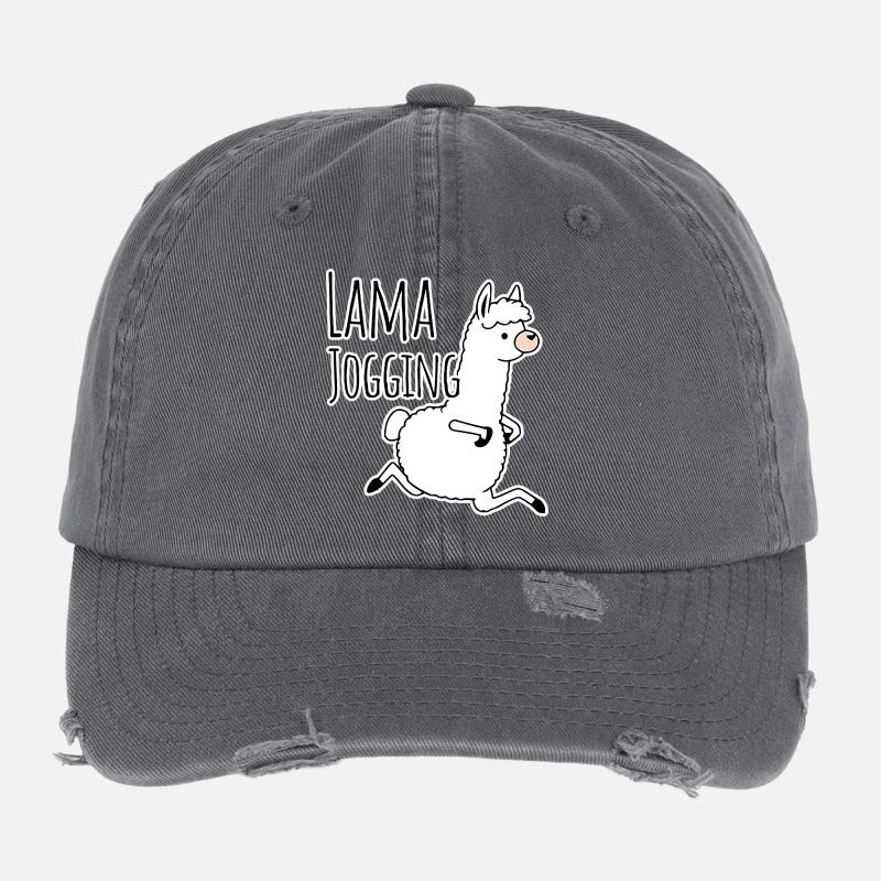 Llama jogging - funny, he jogs like a llama! Flexfit Vintage Destroyed Cap