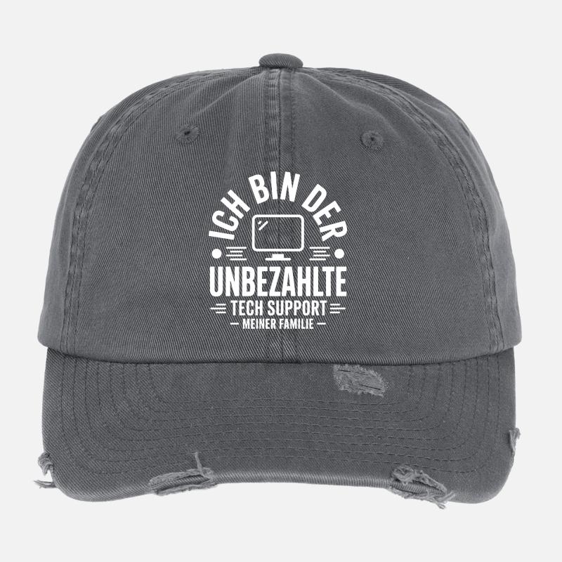 Unpaid Tech Support Family Flexfit Vintage Destroyed Cap