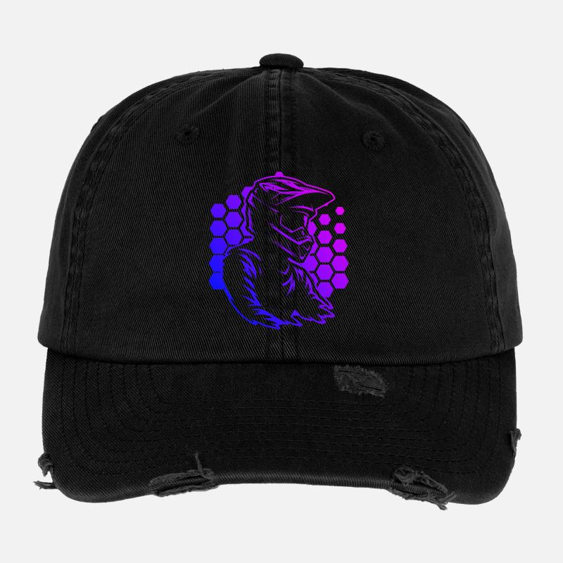 Minimalistisches Motocross Motiv Flexfit Vintage Destroyed Cap