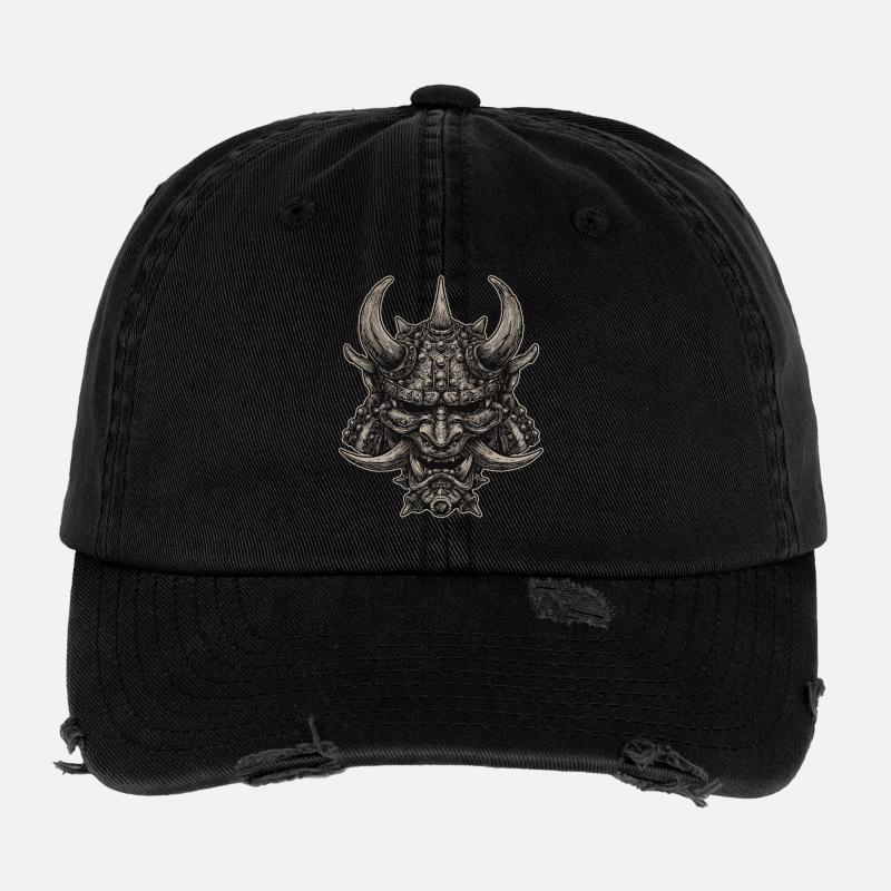 Casque de Samouraï Démoniaque, Masque Oni Casquette vintage effet usé Flexfit