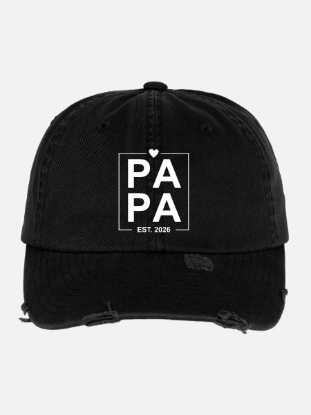 Papa Est 2026 - Casquette vintage effet usé Flexfit - noir