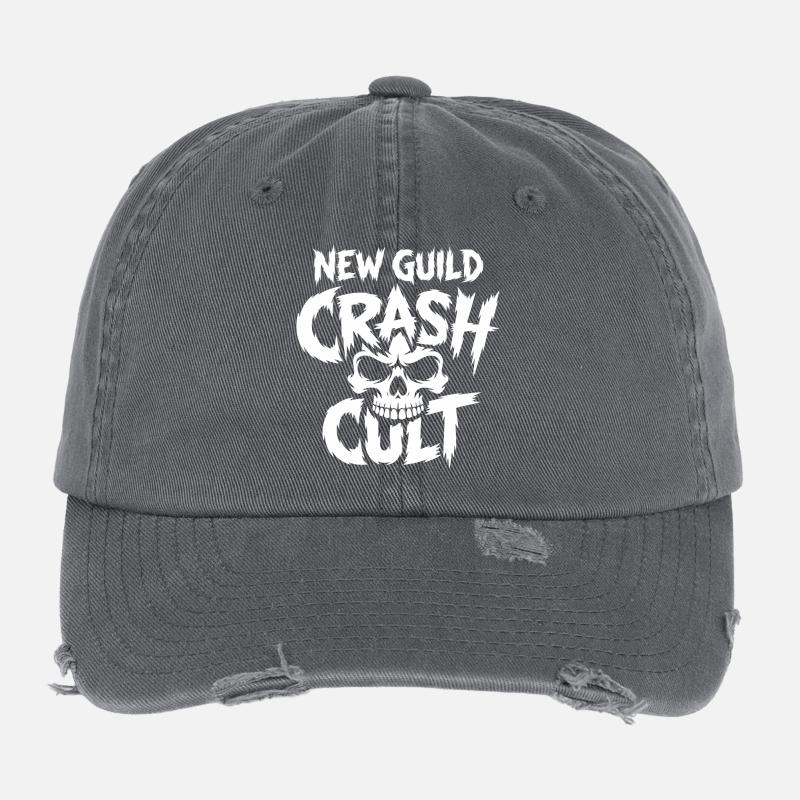 New Guild Crash Cut Skull Flexfit Vintage Destroyed Cap