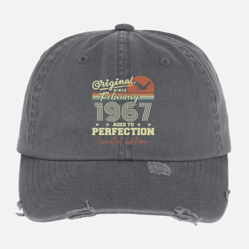 Anniversaire février 1967 Casquette vintage effet usé Flexfit