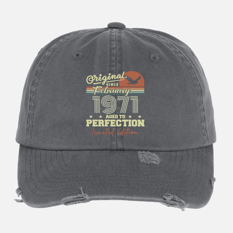 Geburtstag Februar 1971 Flexfit Vintage Destroyed Cap
