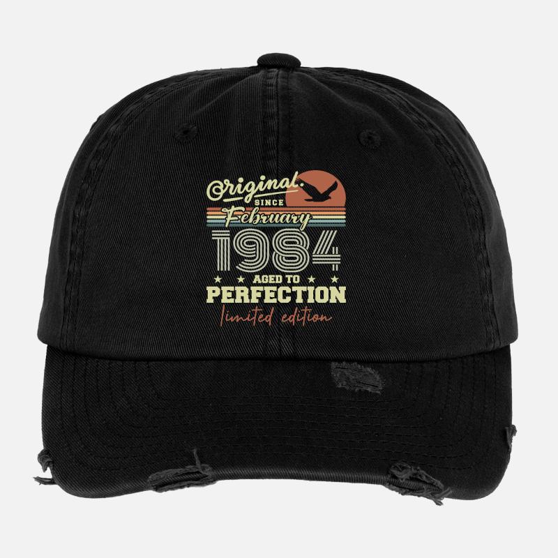 Anniversaire février 1984 Casquette vintage effet usé Flexfit