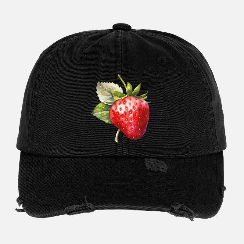 Fraîcheur de l’aquarelle fraise Casquette vintage effet usé Flexfit
