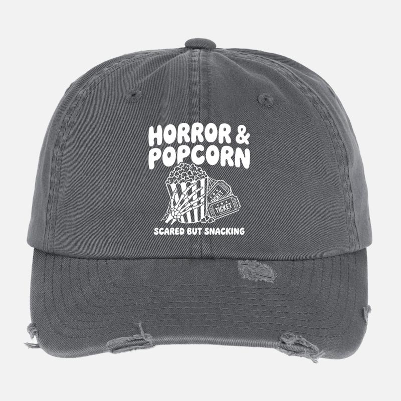 Horror & Popcorn Vibes Flexfit Vintage Destroyed Cap
