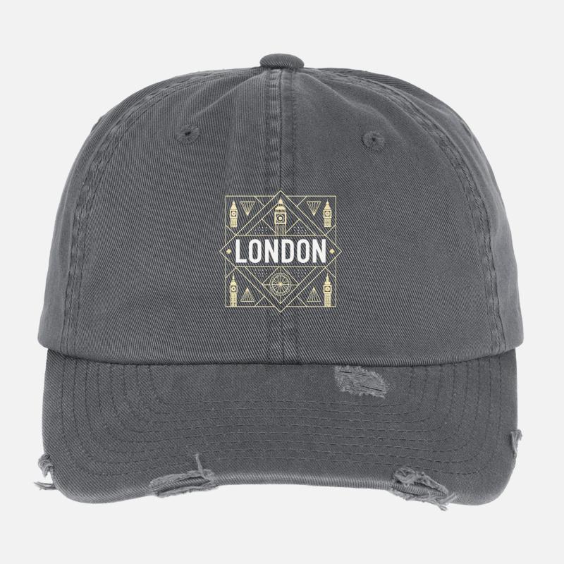 Londres Géométrie Deco Casquette vintage effet usé Flexfit