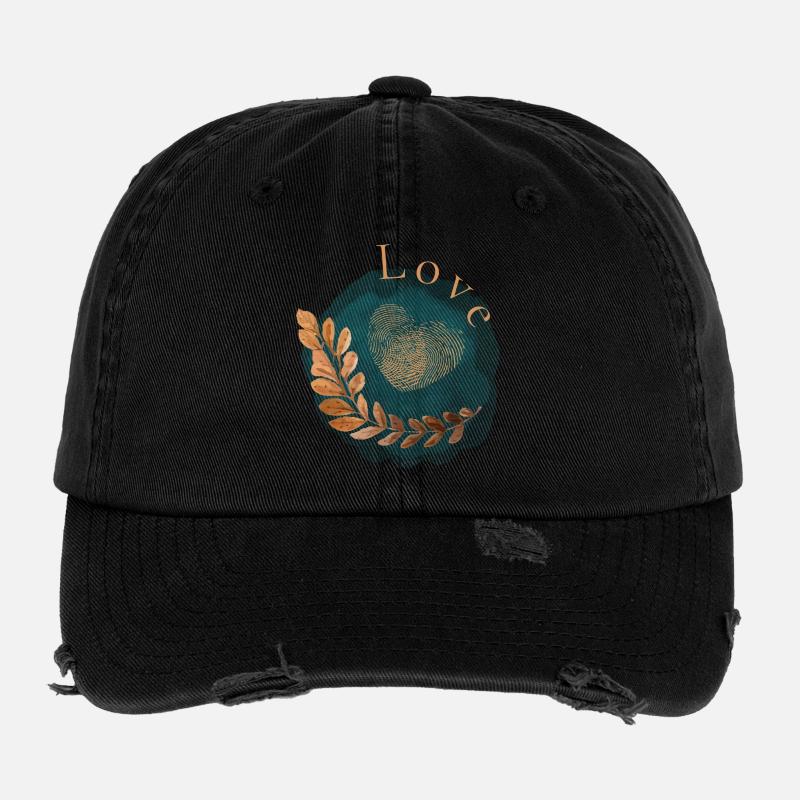Love Herz Fingerabdruck Design Flexfit Vintage Destroyed Cap