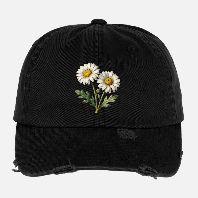 Helle Aquarell-Gänseblümchen Flexfit Vintage Destroyed Cap