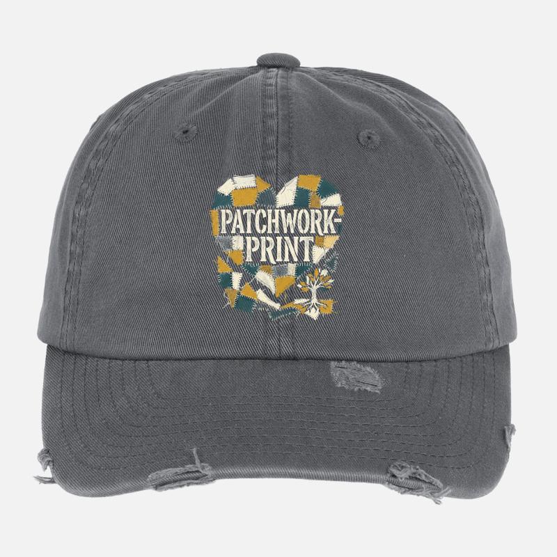 Patchwork Print Flexfit Vintage Destroyed Cap