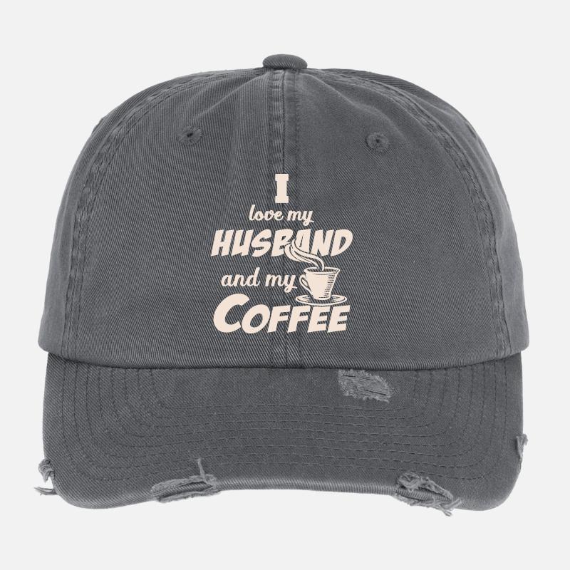 Liebe Ehemann und Kaffee Zitat Beige Flexfit Vintage Destroyed Cap