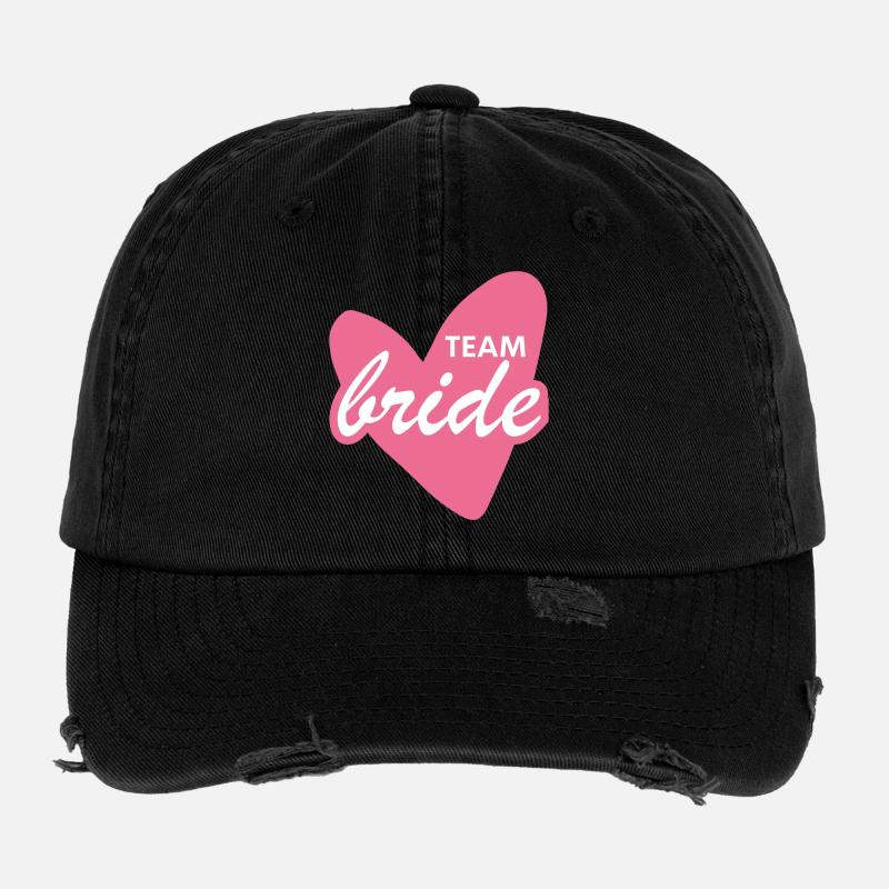 Team Bride Herz Logo Pink - Flexfit Vintage Destroyed Cap - Schwarz