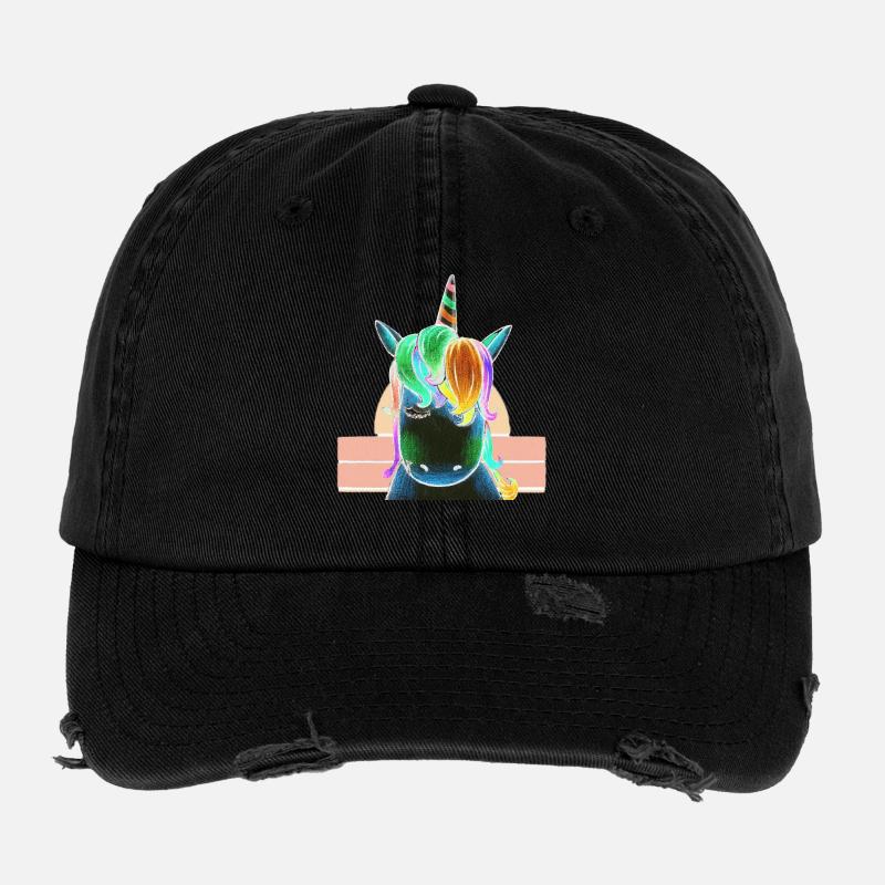 Regenbogen-Einhorn Flexfit Vintage Destroyed Cap