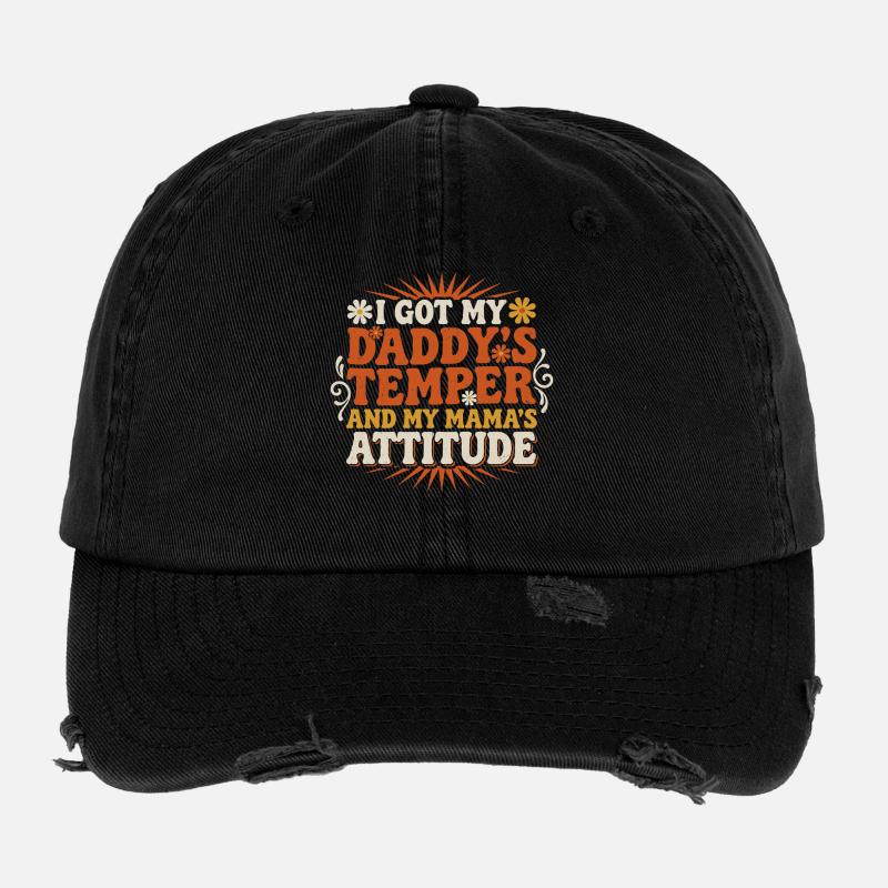 Ich habe das Temperament meines Papas und die Einstellung meiner Mama Flexfit Vintage Destroyed Cap