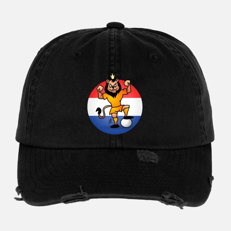 Orange Lion punktet! Vollfarbiges Design Flexfit Vintage Destroyed Cap