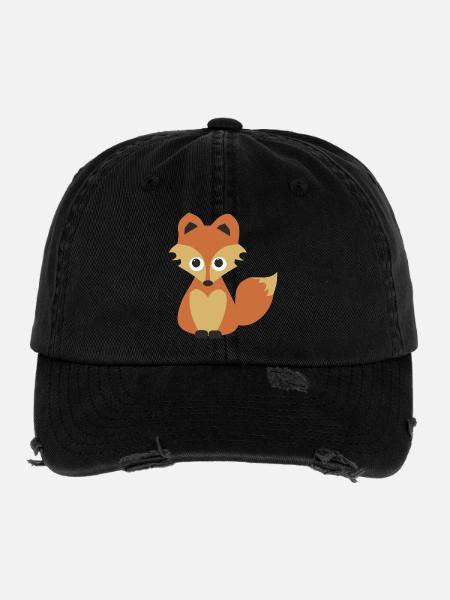 Couleurs rétro de la caricature Fox Câline - Casquette vintage effet usé Flexfit - noir - Devant