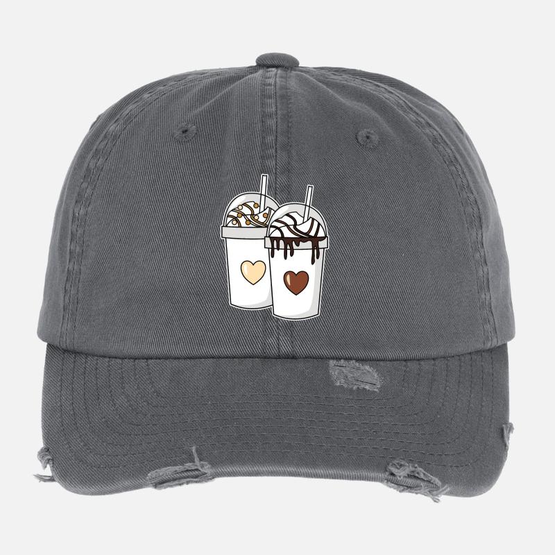 Couple de milkshake chocolat vanille Casquette vintage effet usé Flexfit