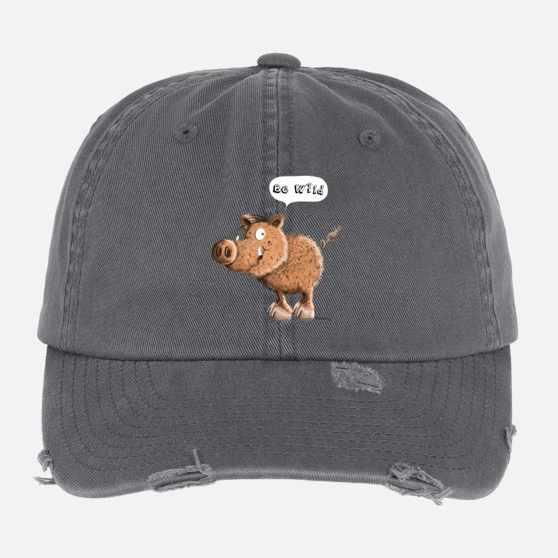 Be Wild Wildschwein Flexfit Vintage Destroyed Cap