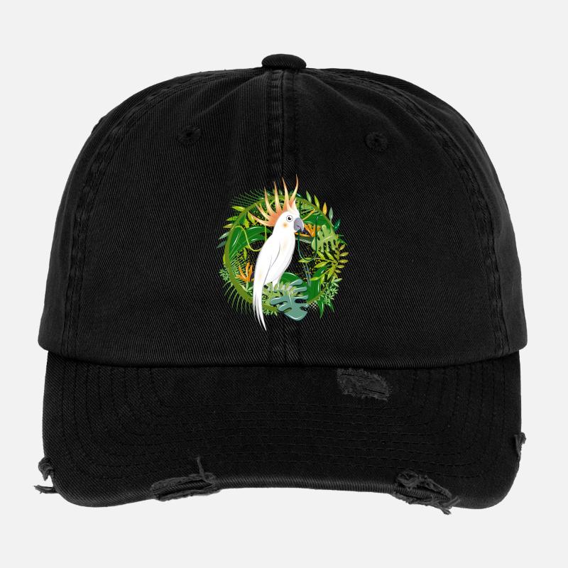 jungle mystérieuse avec oiseau cacatoès Casquette vintage effet usé Flexfit