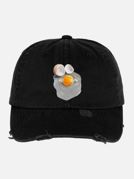 Eierbild im Grau-Abstrakt - Flexfit Vintage Destroyed Cap - Schwarz - Vorne