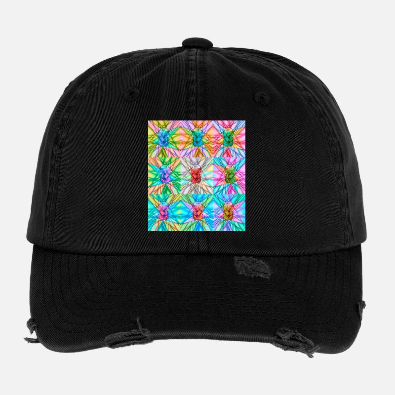 Vibrant Can and Abstract Light Pattern Flexfit Vintage Destroyed Cap