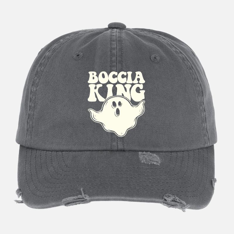 Boccia King Boulekugel Halloween Kostüm Geist Flexfit Vintage Destroyed Cap