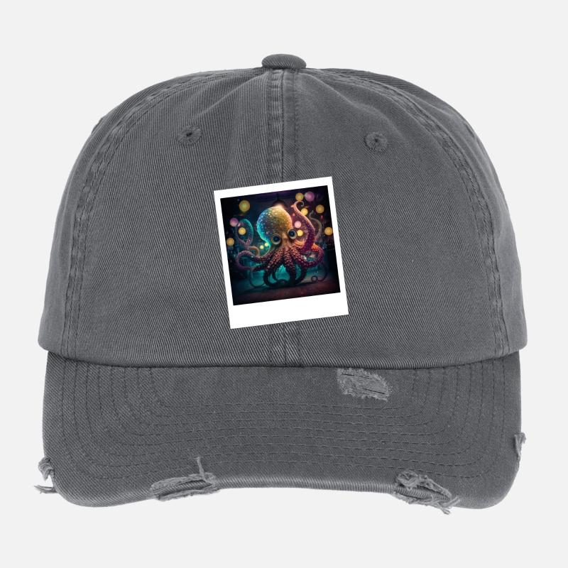 Octopus Octopus Neon dancing in the night Flexfit Vintage Destroyed Cap