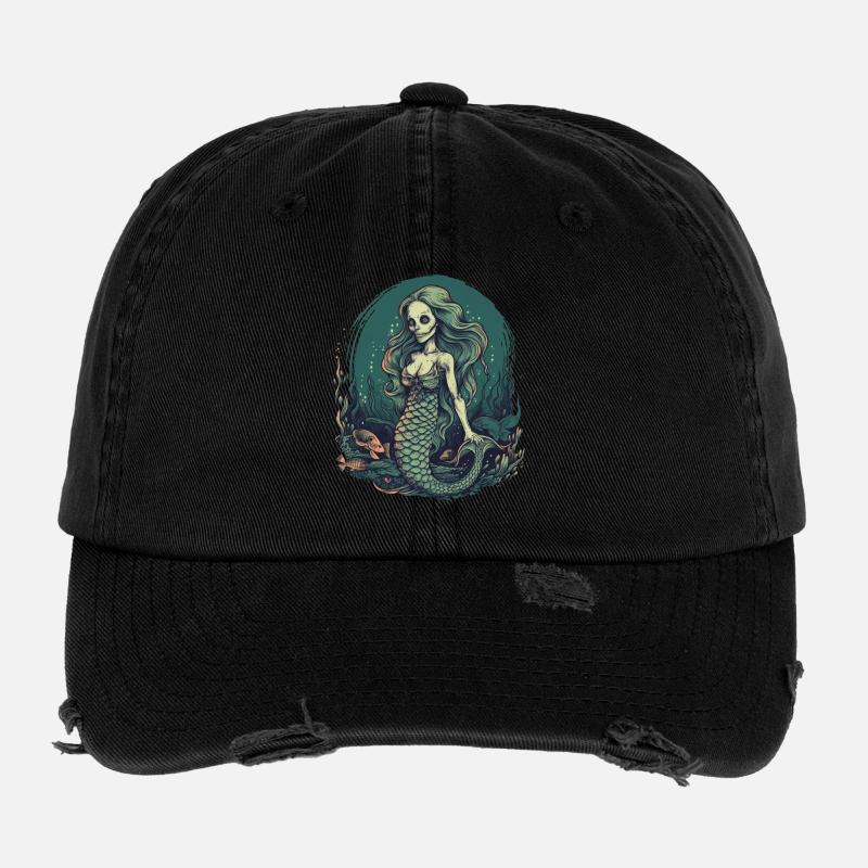 Comic Ghoul Zombie Mermaid - Motif effrayant Casquette vintage effet usé Flexfit