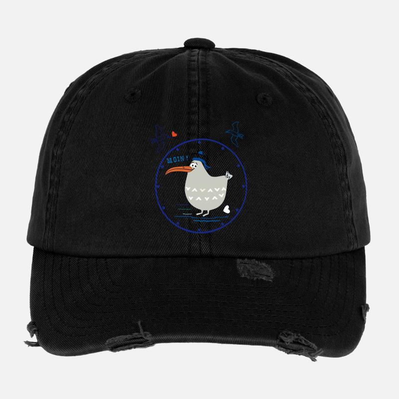 Moin, maritim, Möwe Flexfit Vintage Destroyed Cap