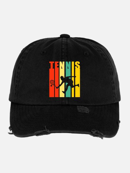 tennis, tennisfan, tennis spielen - Flexfit Vintage Destroyed Cap - Schwarz - Vorne