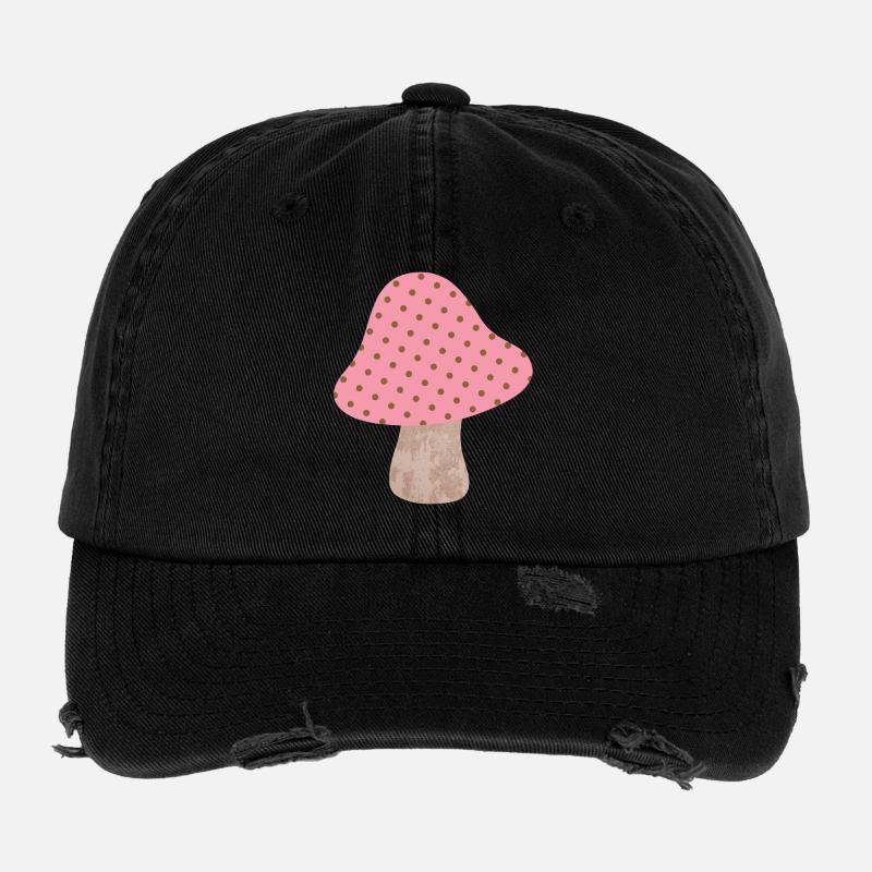 Pilz Punkte Muster Dots rosa Mädchen Glück lucky Flexfit Vintage Destroyed Cap