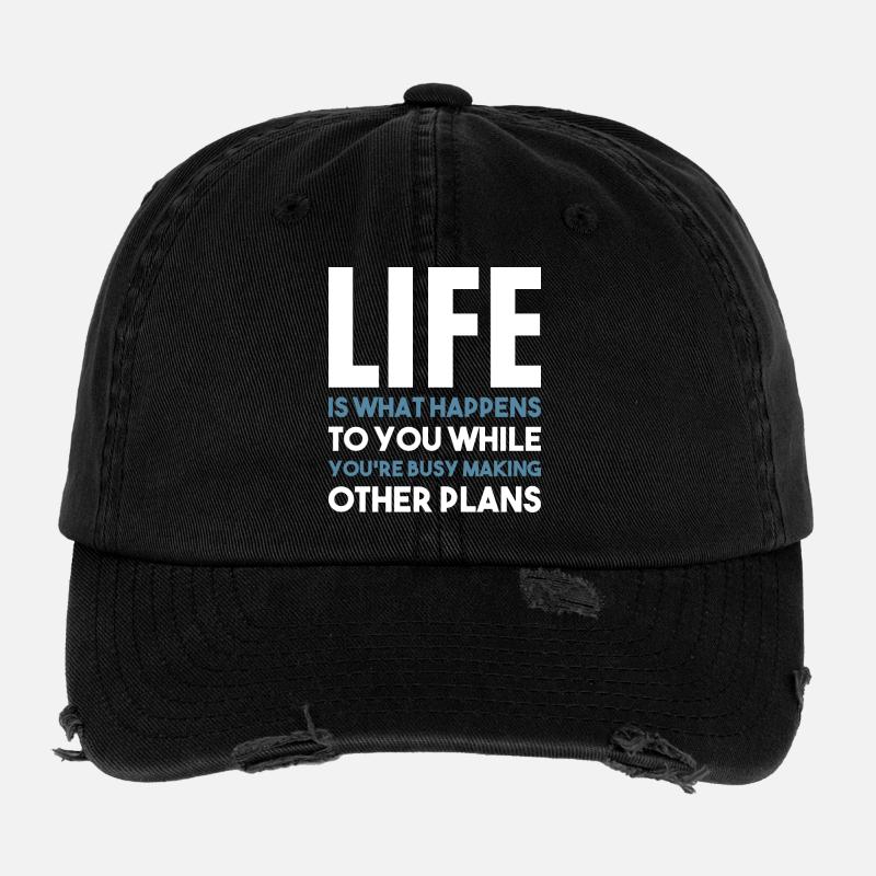 Das Leben geschieht (dunkel) - Flexfit Vintage Destroyed Cap - Schwarz