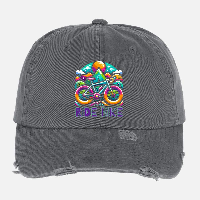 Cycling - Ride Bike design Flexfit Vintage Destroyed Cap